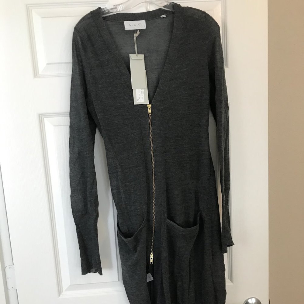 A.L.C Grey zip Leo Cardigan sweater XS NWT